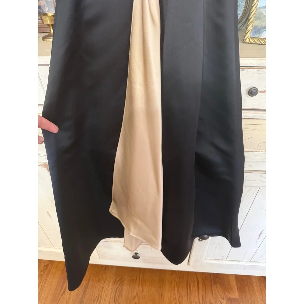 Pretty Maids Girls Black Satin Formal Dress Champagne Sash Bow Size 10